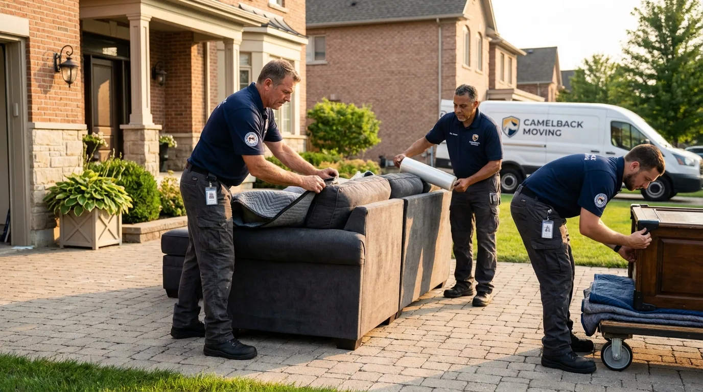 Large estate moving crew wrapping furniture in Childress, TX